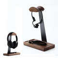 Walnut Headphone Stand with Storage Tray